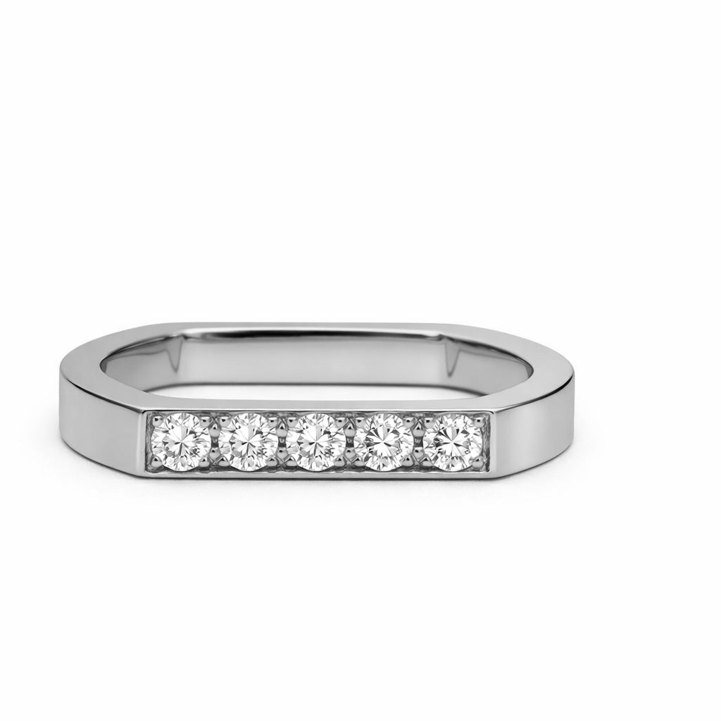 Alliance Uraeus Duo pave brillant baguette Or Blanc 18k diamant ethique Loyale Paris