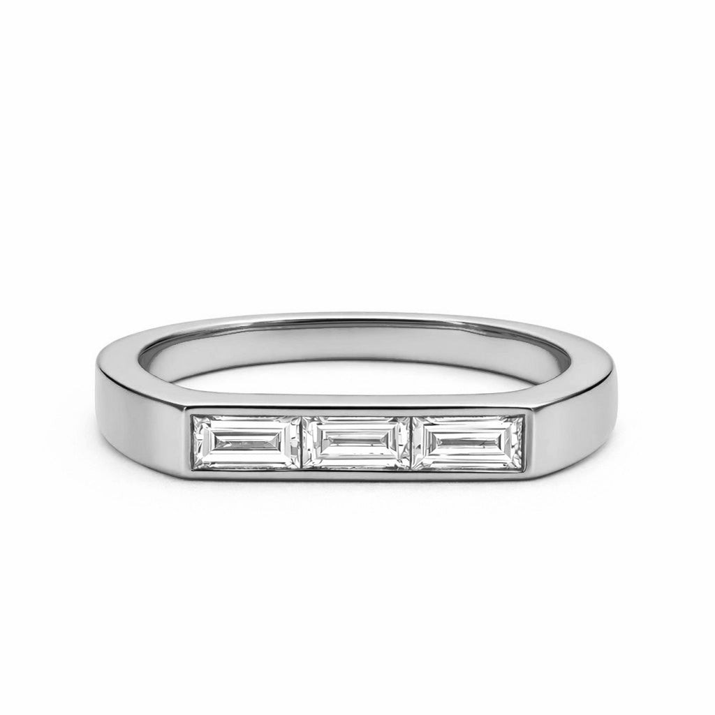 Alliance Uraeus pave baguette Or Blanc 18k diamant ethique Loyale Paris
