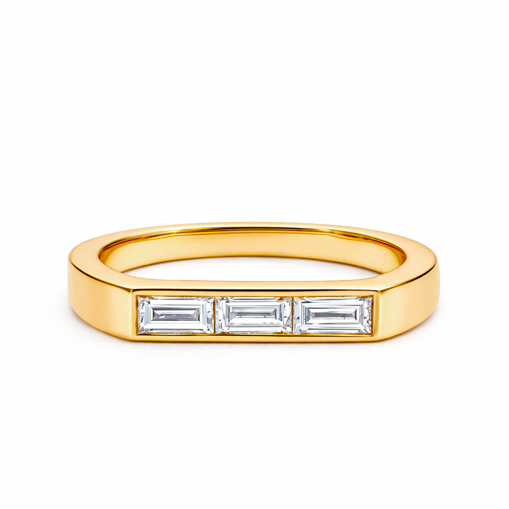 Alliance Uraeus droite Baguette - Or jaune 18k - diamant éthique - Loyale Paris
