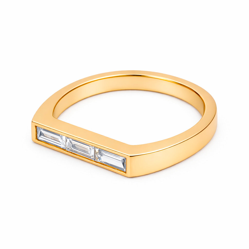 Alliance Uraeus droite Baguette - Or jaune 18k - diamant éthique - Loyale Paris
