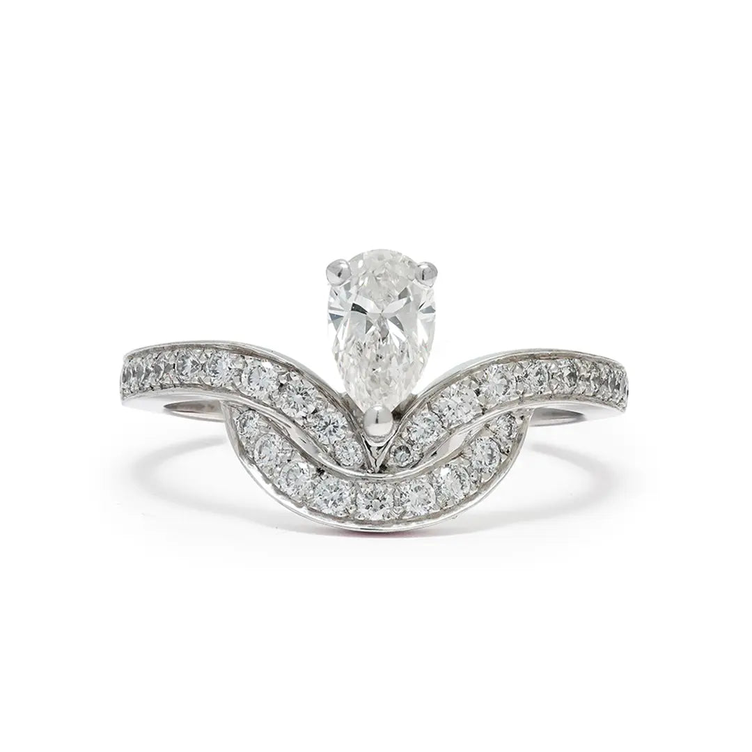 Bague Emblème 0.5ct Poire pavée - Or blanc 18k - diamant éthique - Loyale Paris