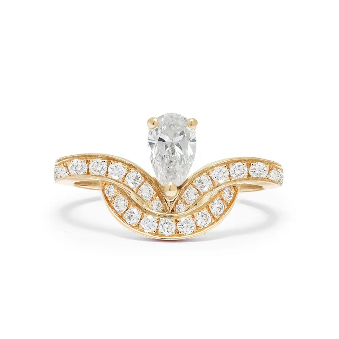 Bague Emblème 0.5ct Poire pavée - Or jaune 18k - diamant éthique - Loyale Paris