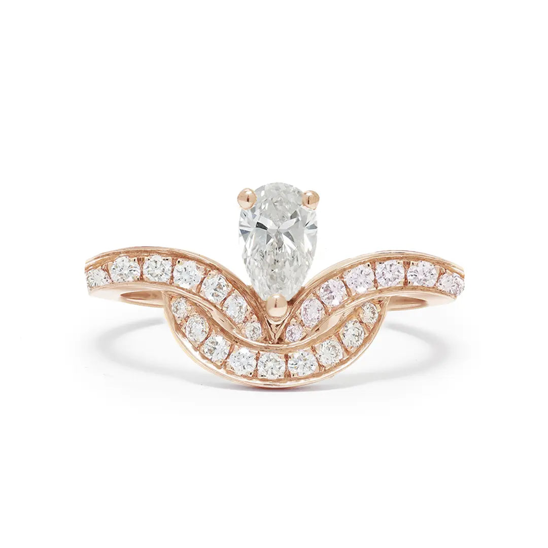 Bague Emblème 0.5ct Poire pavée - Or rose 18k - diamant éthique - Loyale Paris