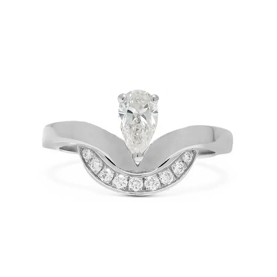 Bague Emblème 0.5ct Poire semi-pavée - Or blanc 18k - diamant éthique - Loyale Paris