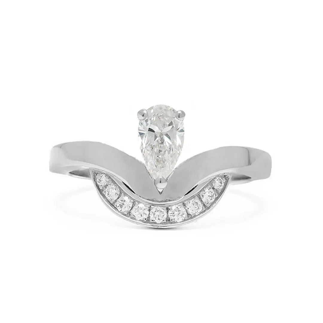 Bague Emblème 0.5ct Poire semi-pavée - Or blanc 18k - diamant éthique - Loyale Paris