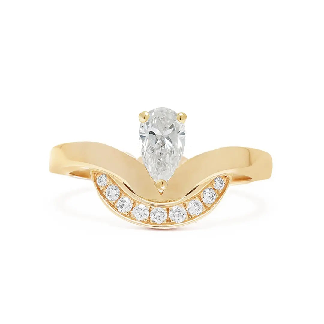 Bague Emblème 0.5ct Poire semi-pavée - Or jaune 18k - diamant éthique - Loyale Paris