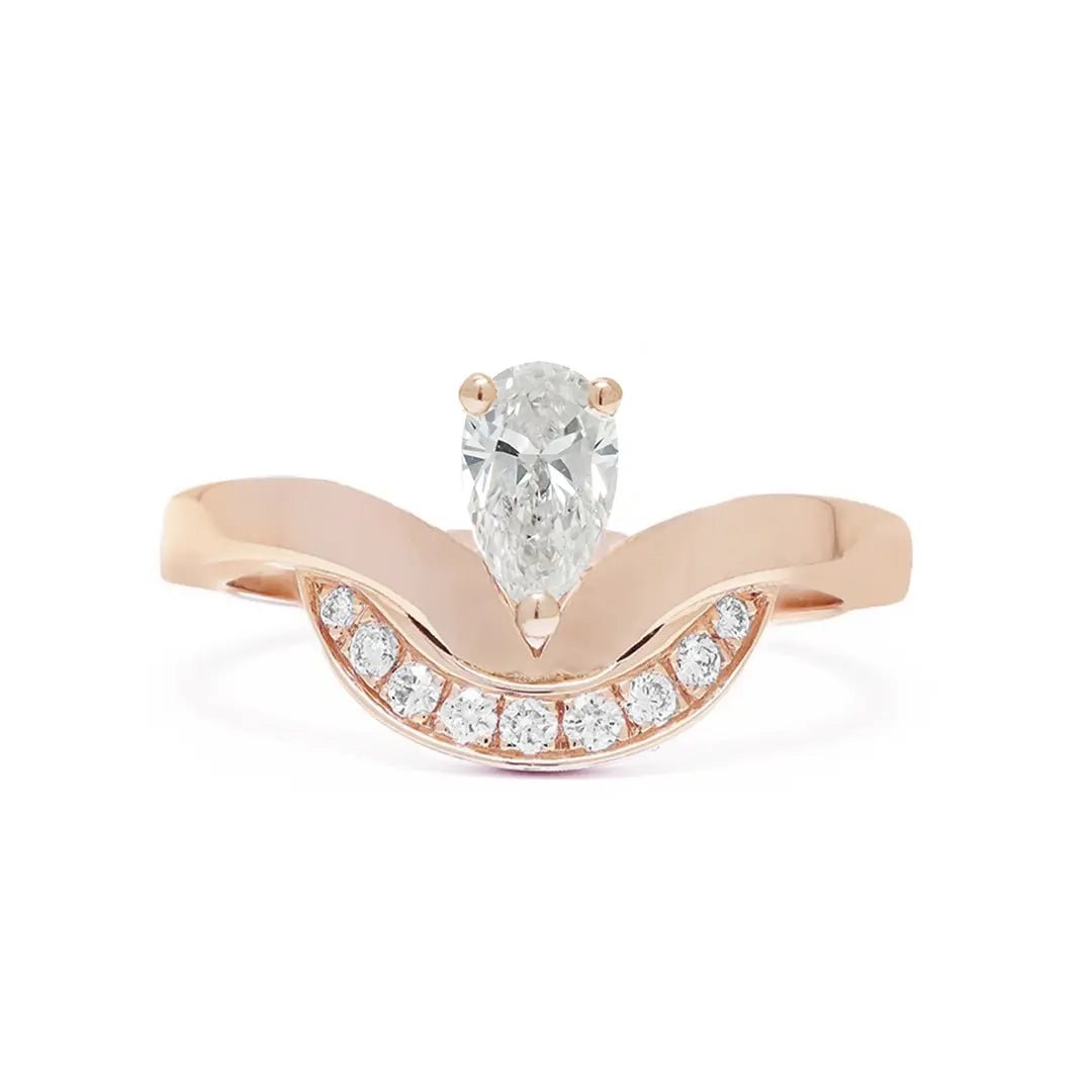 Bague Emblème 0.5ct Poire semi-pavée - Or rose 18k - diamant éthique - Loyale Paris