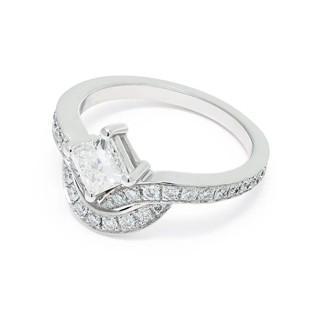 Bague Emblème 0.5ct Princesse pavée - Or blanc 18k - diamant éthique - Loyale Paris