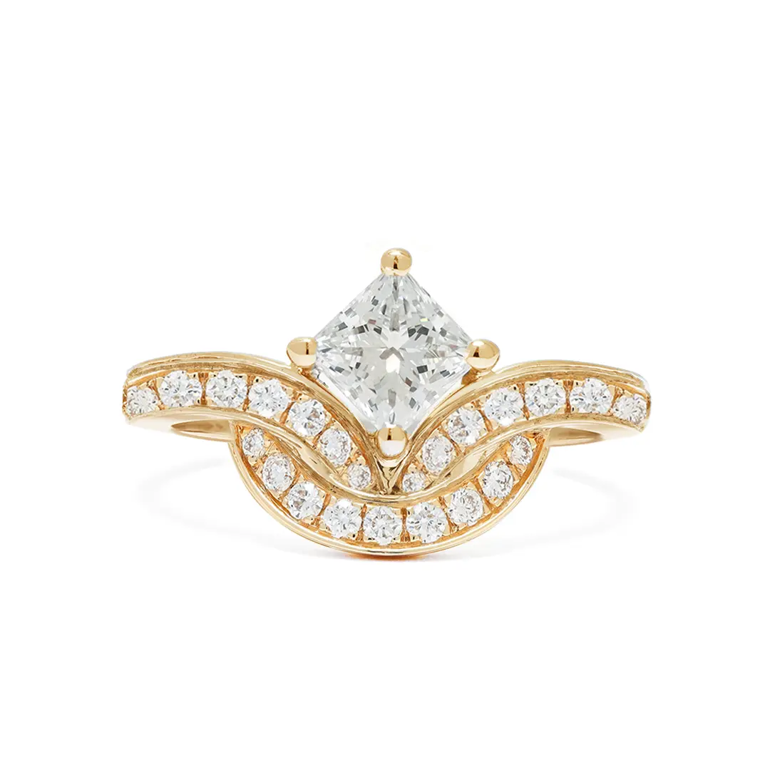 Bague Emblème 0.5ct Princesse pavée - Or jaune 18k - diamant éthique - Loyale Paris