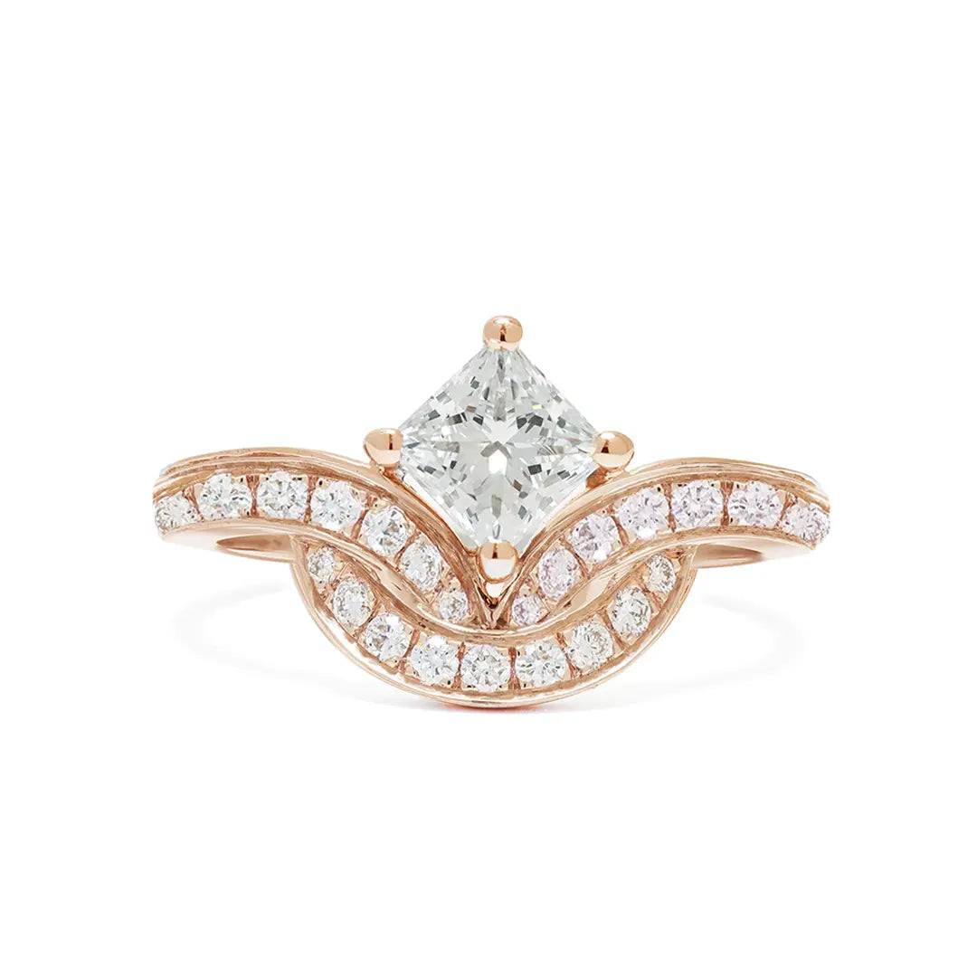Bague Emblème 0.5ct Princesse pavée - Or rose 18k - diamant éthique - Loyale Paris