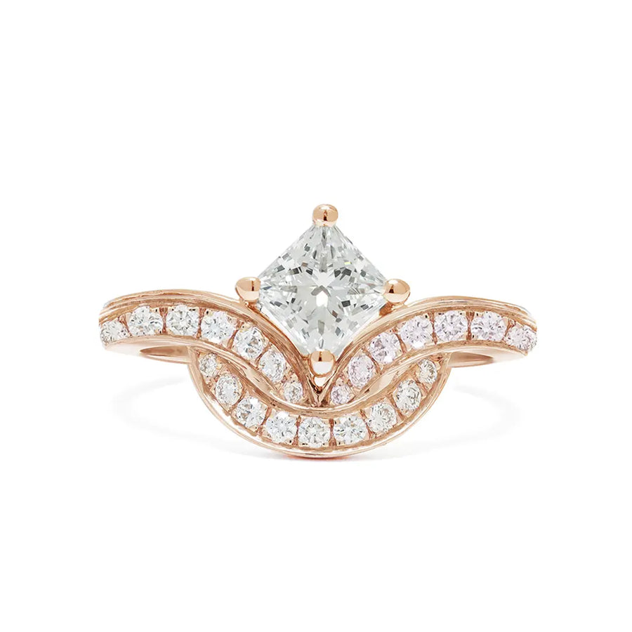 Bague Emblème 0.5ct Princesse pavée - Or rose 18k - diamant éthique - Loyale Paris