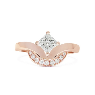 Bague Emblème 0.5ct Princesse semi-pavée - Or rose 18k - diamant éthique - Loyale Paris