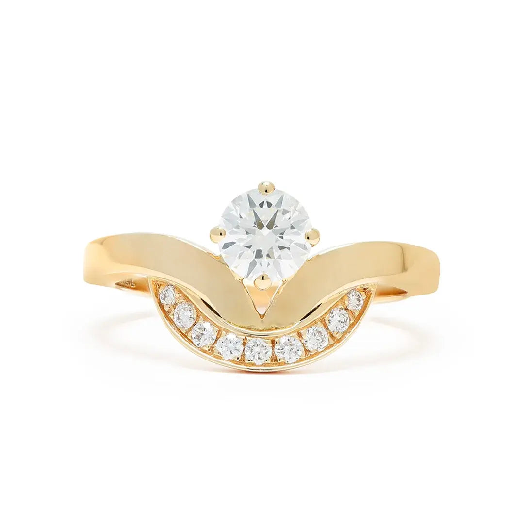 Bague Emblème 0.5ct semi-pavée - Or jaune 18k - diamant éthique - Loyale Paris