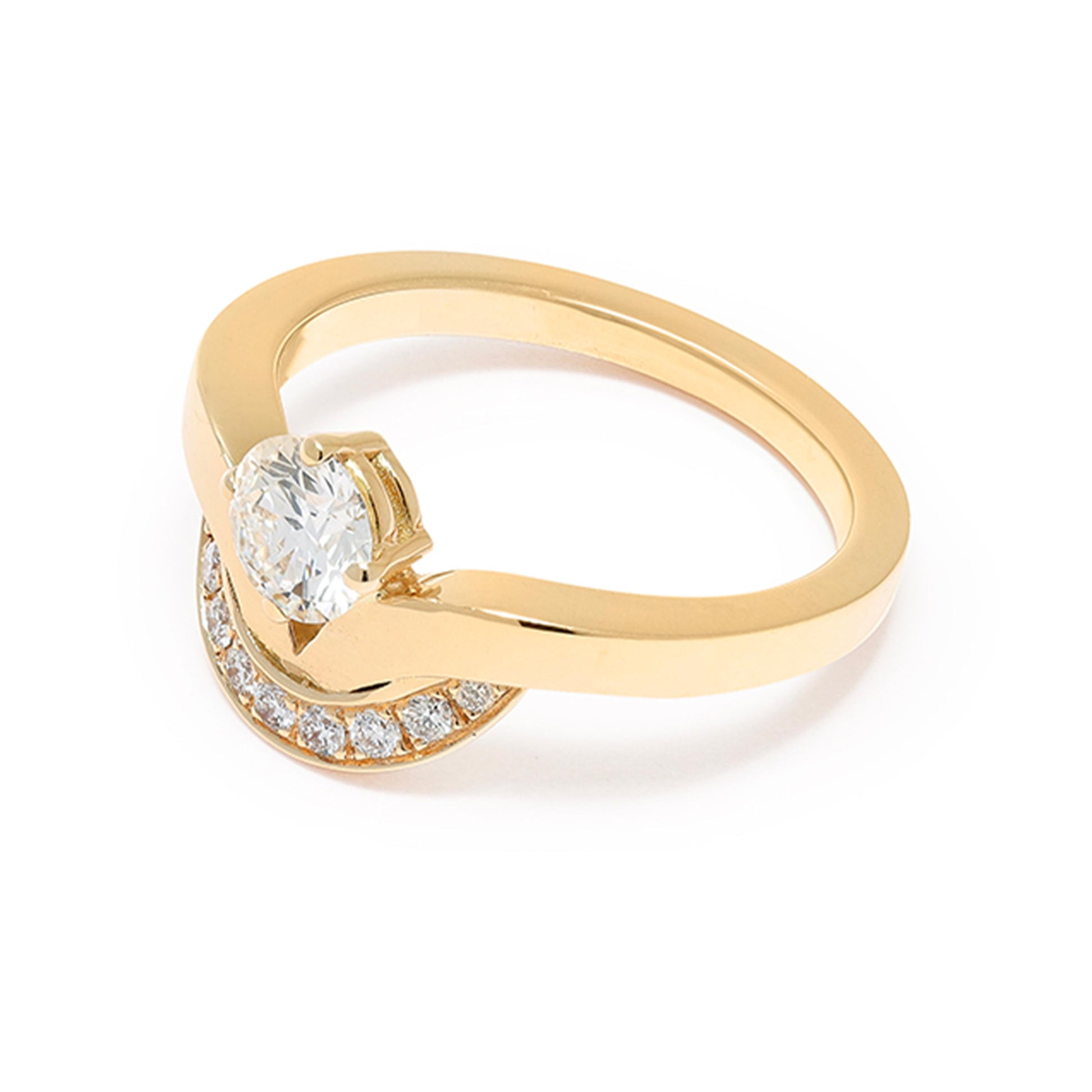 Bague Emblème 0.5ct semi-pavée - Or jaune 18k - diamant éthique - Loyale Paris