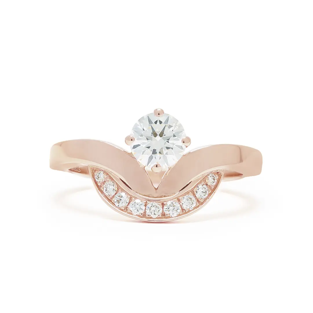 Bague Emblème 0.5ct semi-pavée - Or rose 18k - diamant éthique - Loyale Paris