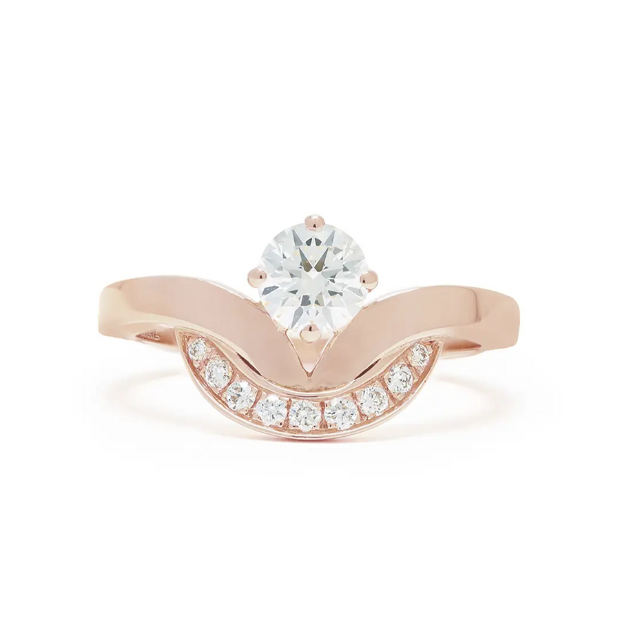 Bague Emblème 0.5ct semi-pavée - Or rose 18k - diamant éthique - Loyale Paris