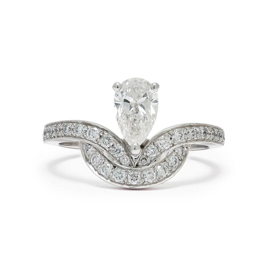 Bague Emblème 0.7ct Poire pavée - Or blanc 18k - diamant éthique - Loyale Paris