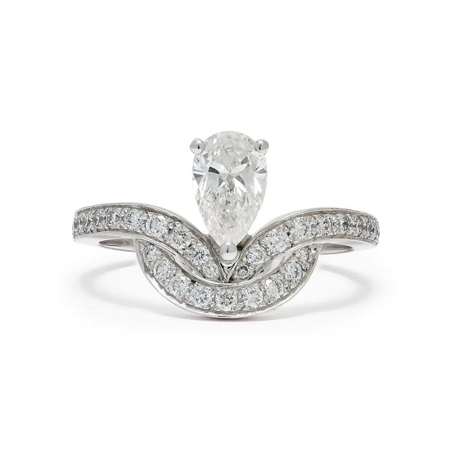 Bague Emblème 0.7ct Poire pavée - Or blanc 18k - diamant éthique - Loyale Paris