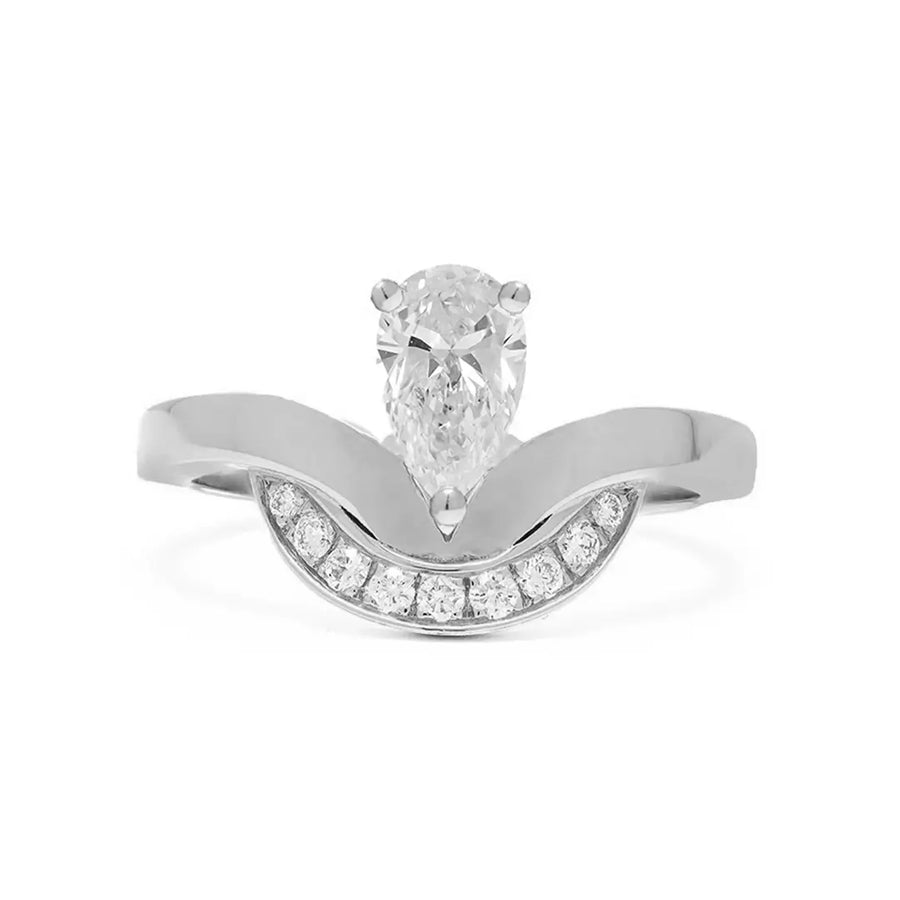 Bague Emblème 0.7ct Poire semi-pavée - Or blanc 18k - diamant éthique - Loyale Paris