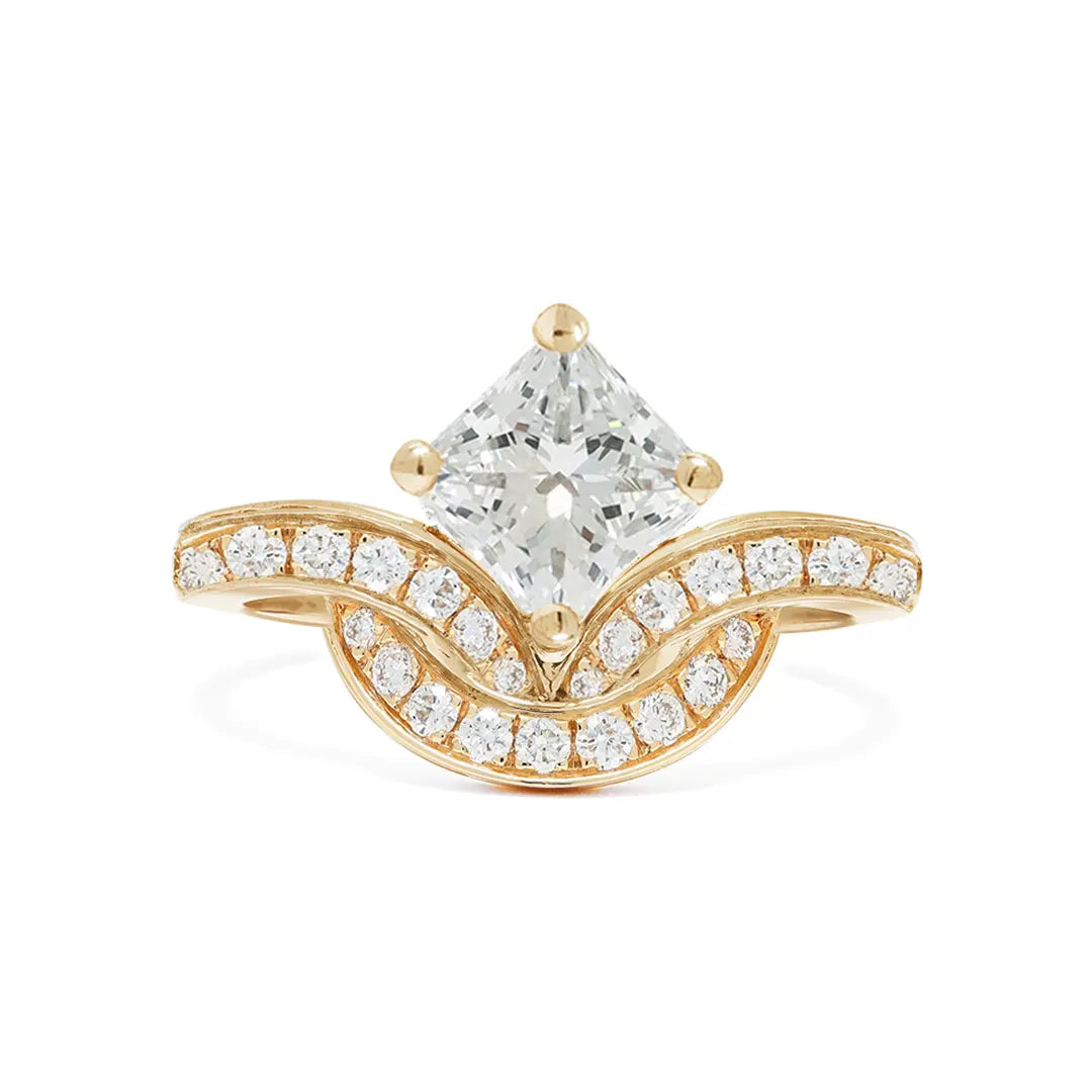 Bague Emblème 0.7ct Princesse pavée - Or jaune 18k - diamant éthique - Loyale Paris