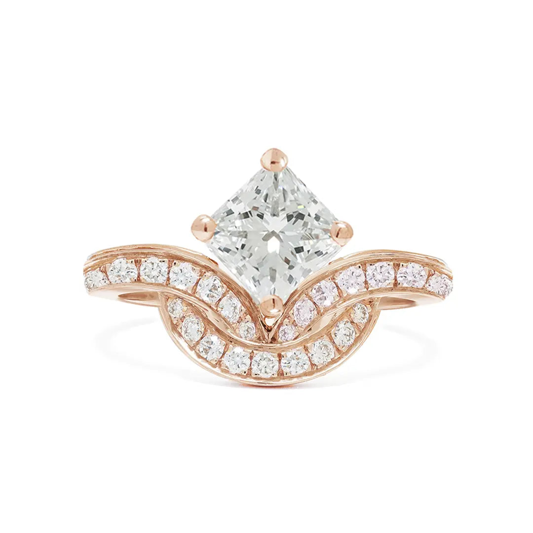 Bague Emblème 0.7ct Princesse pavée - Or rose 18k - diamant éthique - Loyale Paris