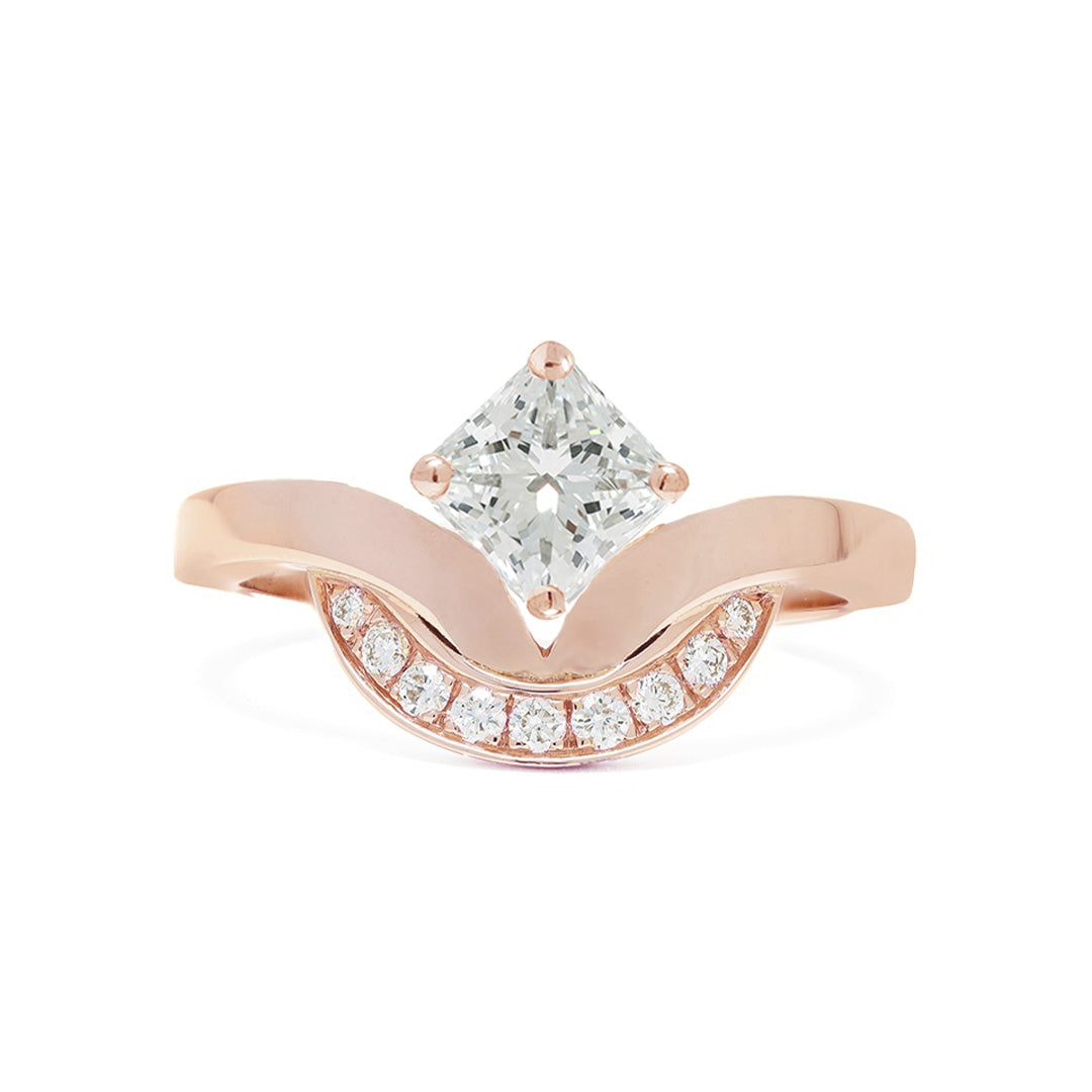 Bague Emblème 0.7ct Princesse semi-pavée - Or rose 18k - diamant éthique - Loyale Paris