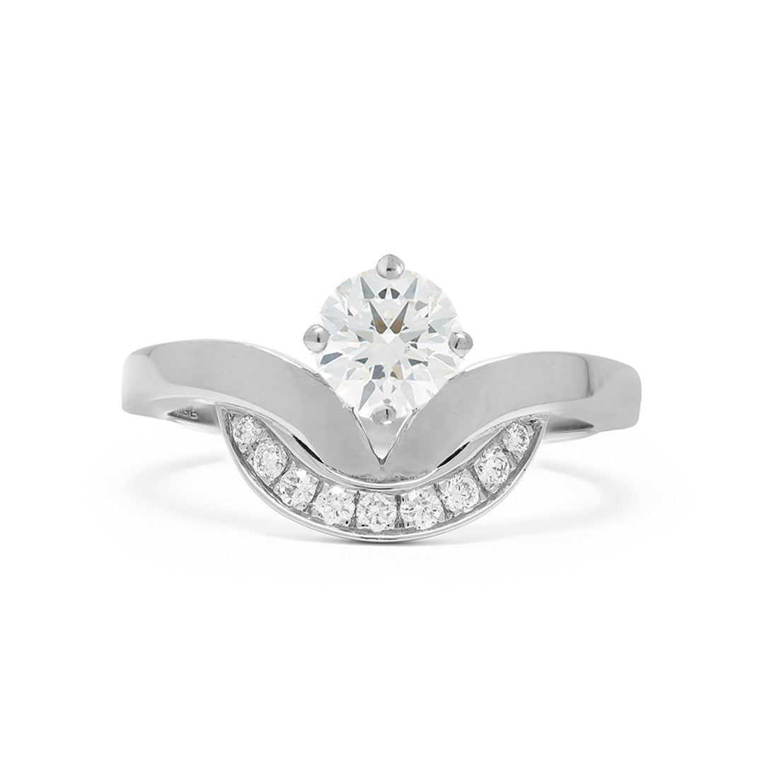 Bague Emblème 0.7ct semi-pavée - Or blanc 18k - diamant éthique - Loyale Paris
