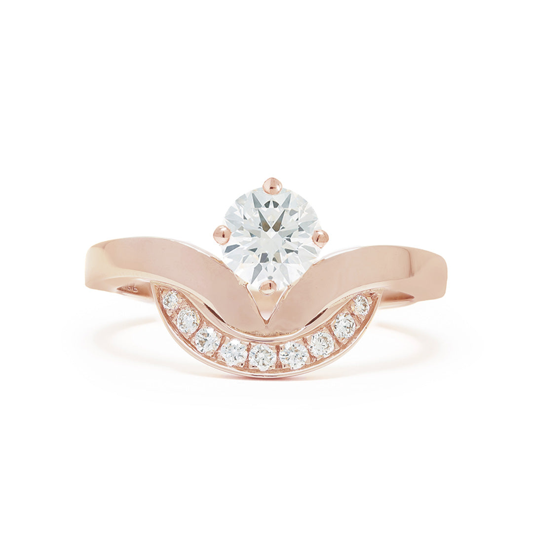 Bague Emblème 0.7ct semi-pavée - Or rose 18k - diamant éthique - Loyale Paris