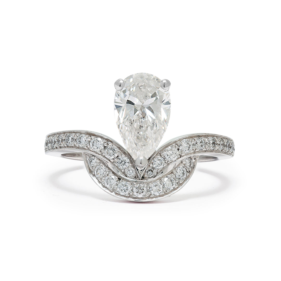 Bague Emblème 1.2ct Poire pavée - Or blanc 18k - diamant éthique - Loyale Paris