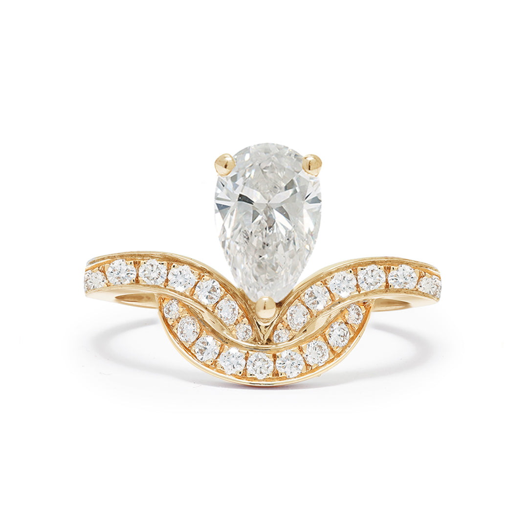 Bague Emblème 1.2ct Poire pavée - Or jaune 18k - diamant éthique - Loyale Paris