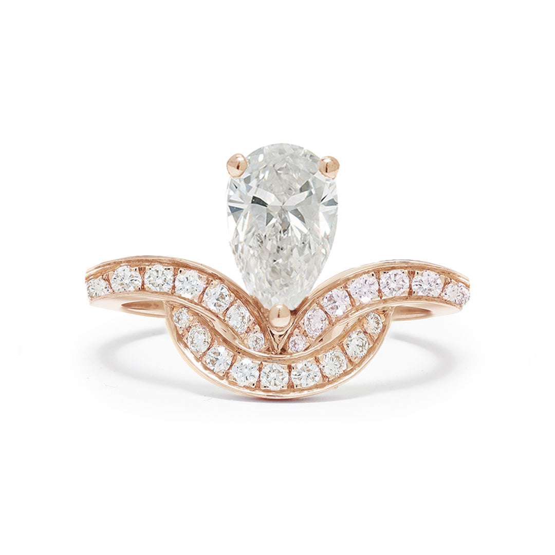 Bague Emblème 1.2ct Poire pavée - Or rose 18k - diamant éthique - Loyale Paris