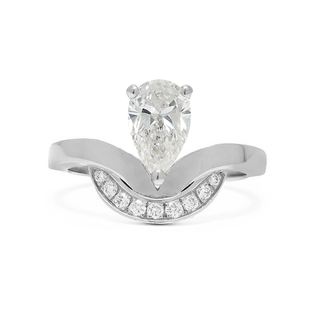 Bague Emblème 1.2ct Poire semi-pavée - Or blanc 18k - diamant éthique - Loyale Paris