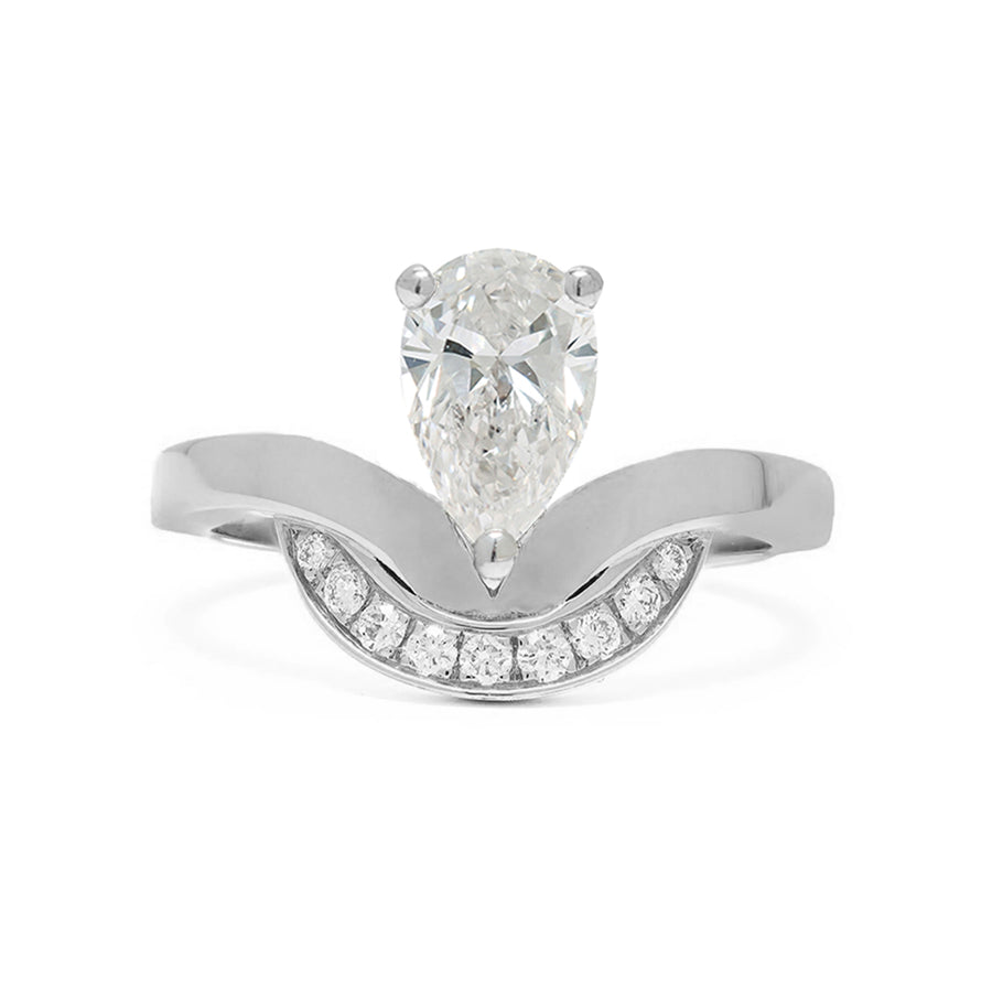 Bague Emblème 1.2ct Poire semi-pavée - Or blanc 18k - diamant éthique - Loyale Paris