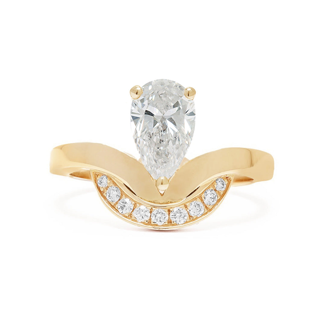 Bague Emblème 1.2ct Poire semi-pavée - Or jaune 18k - diamant éthique - Loyale Paris