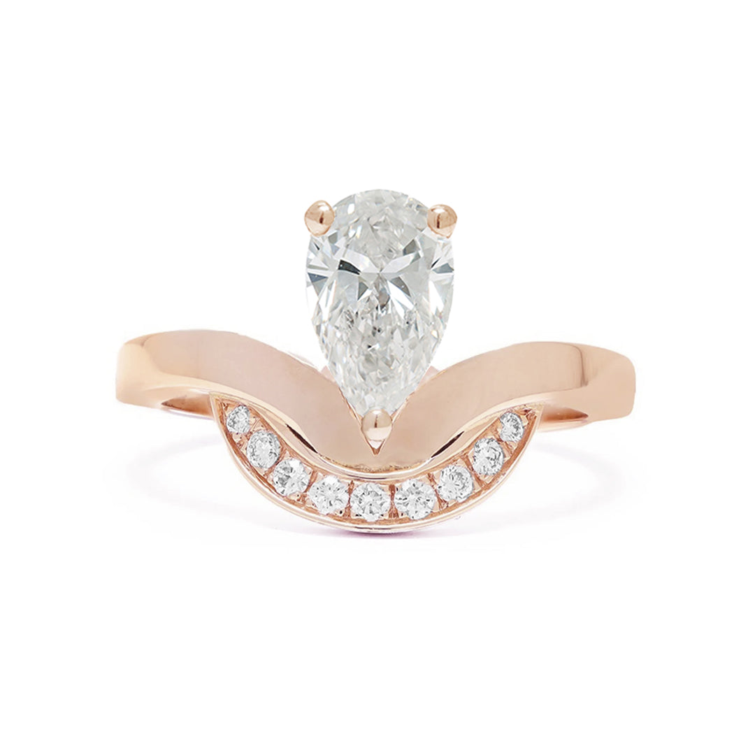 Bague Emblème 1.2ct Poire semi-pavée - Or rose 18k - diamant éthique - Loyale Paris