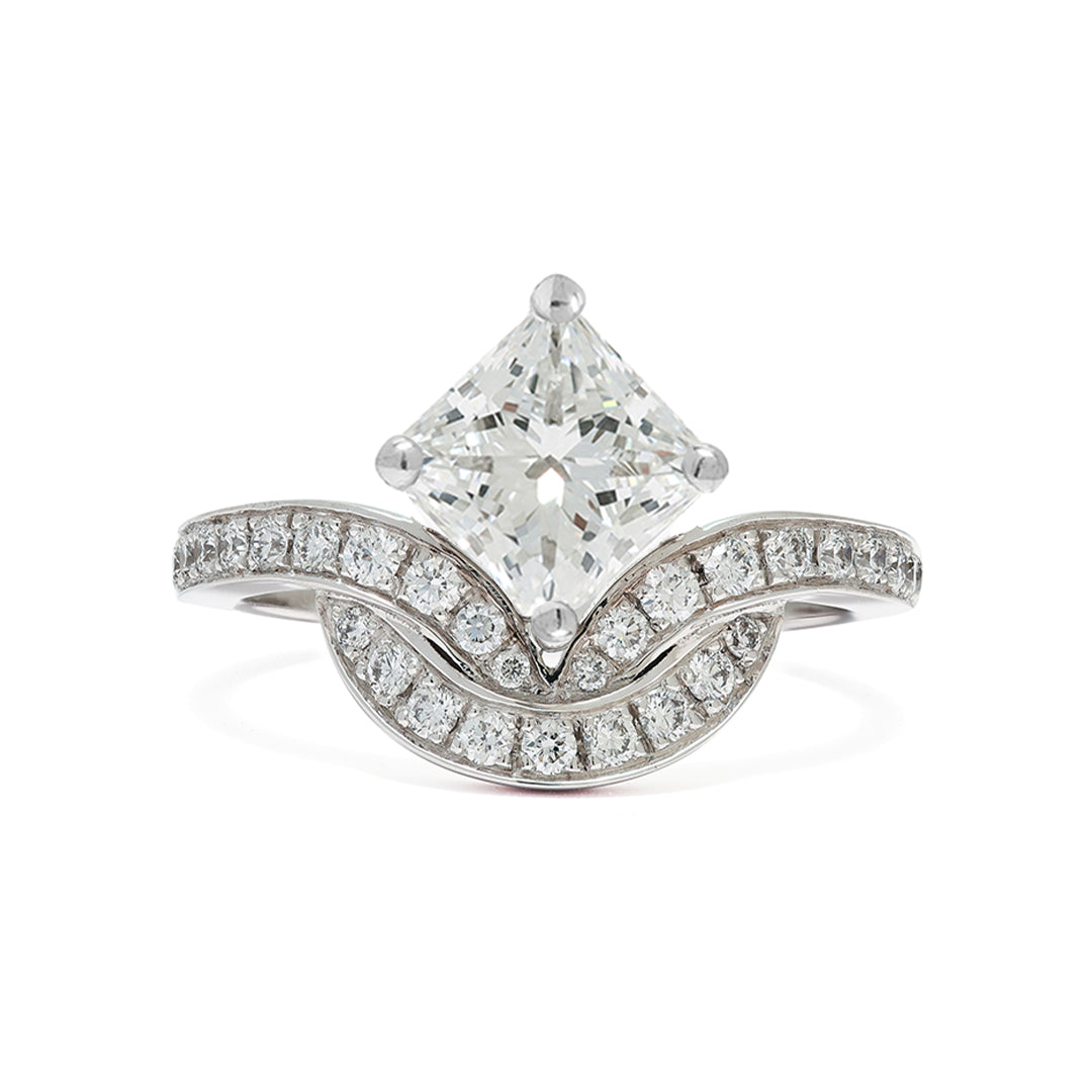 Bague Emblème 1.2ct Princesse pavée - Or blanc 18k - diamant éthique - Loyale Paris