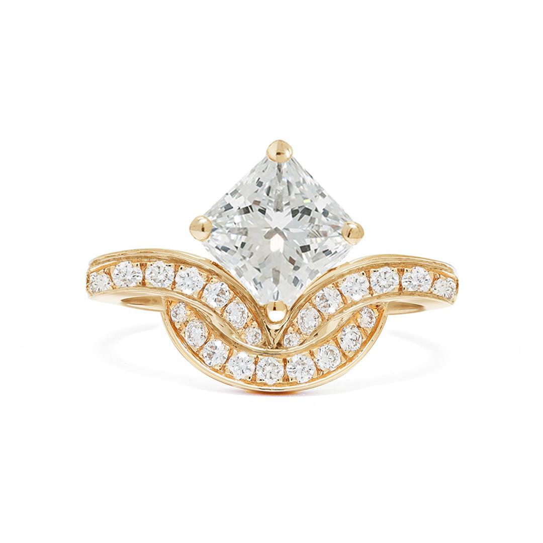 Bague Emblème 1.2ct Princesse pavée - Or jaune 18k - diamant éthique - Loyale Paris