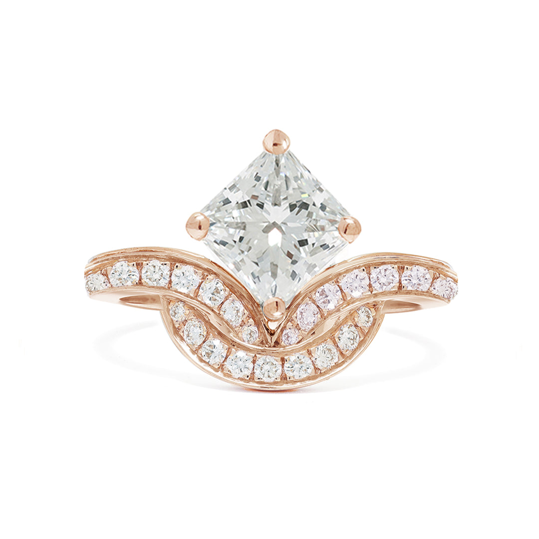 Bague Emblème 1.2ct Princesse pavée - Or rose 18k - diamant éthique - Loyale Paris