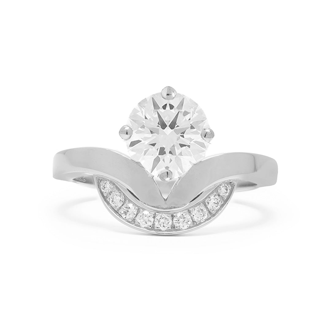 Bague Emblème 1.2ct semi-pavée - Or blanc 18k - diamant éthique - Loyale Paris