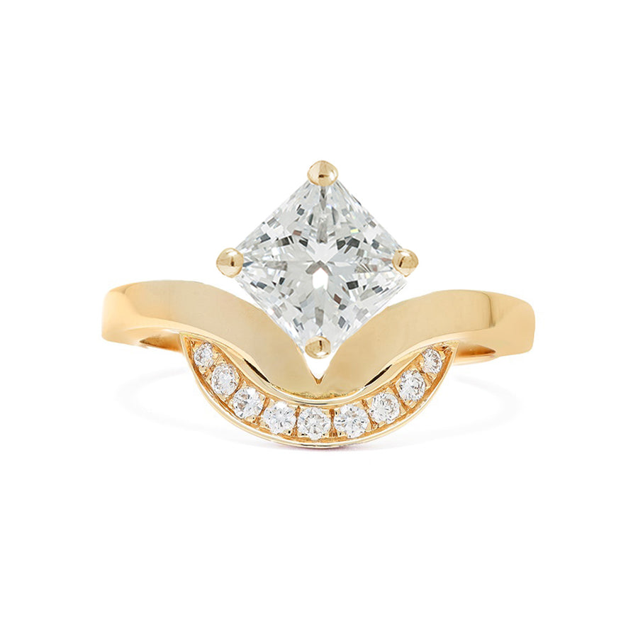 Bague Emblème 1.2ct Princesse semi-pavée - Or jaune 18k - diamant éthique - Loyale Paris