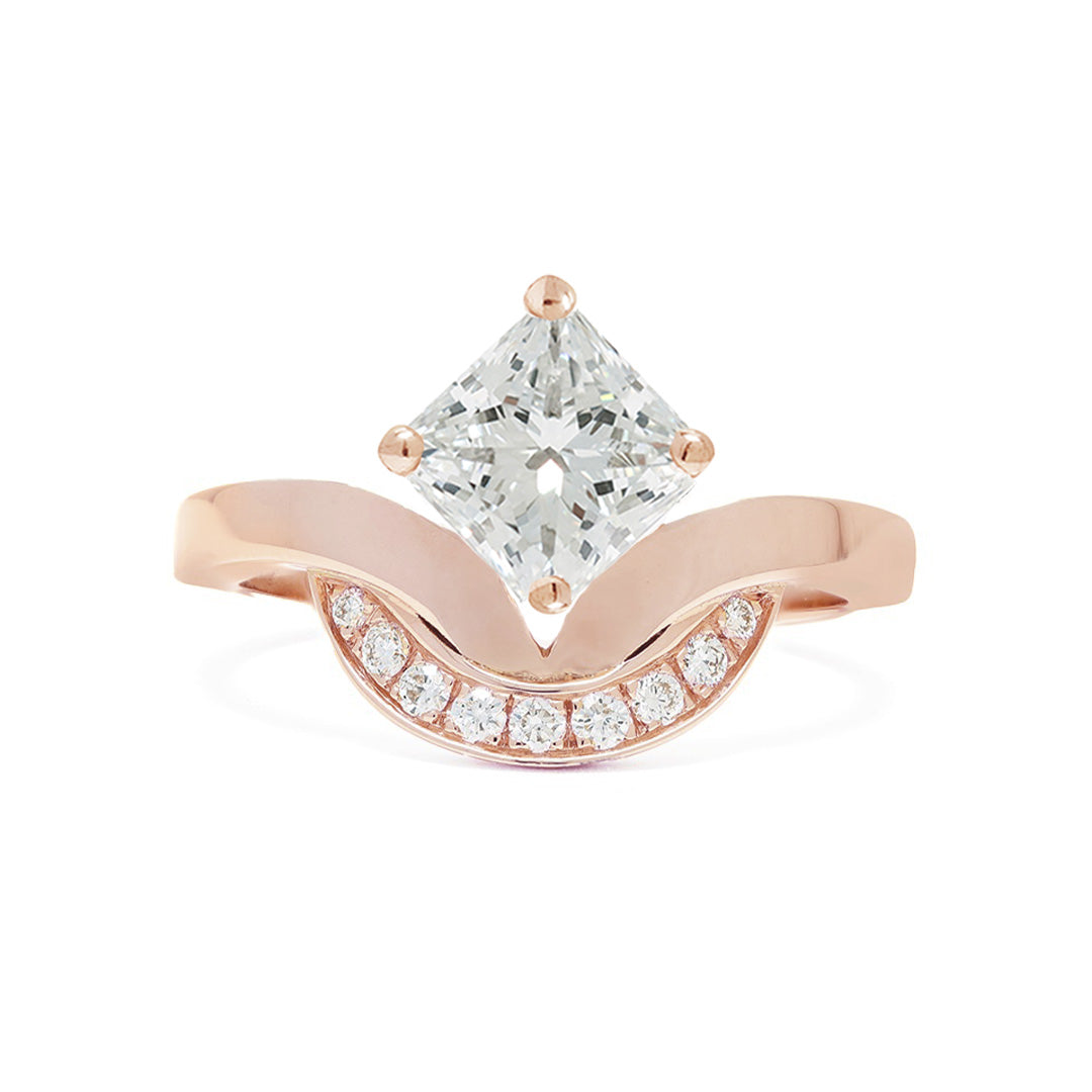 Bague Emblème 1.2ct Princesse semi-pavée - Or rose 18k - diamant éthique - Loyale Paris