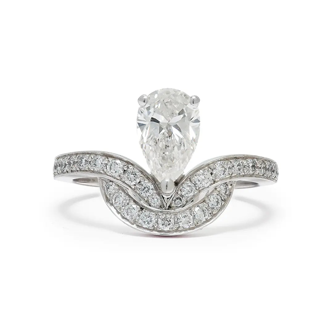 Bague Emblème 1ct Poire pavée - Or blanc 18k - diamant éthique - Loyale Paris