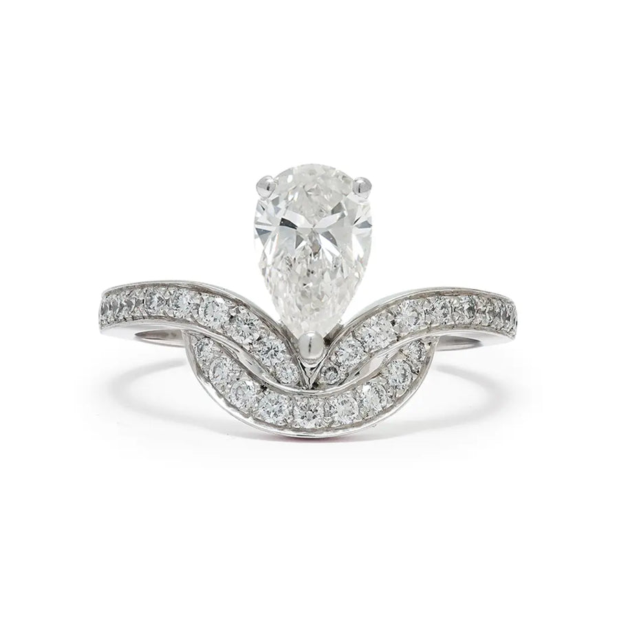 Bague Emblème 1ct Poire pavée - Or blanc 18k - diamant éthique - Loyale Paris