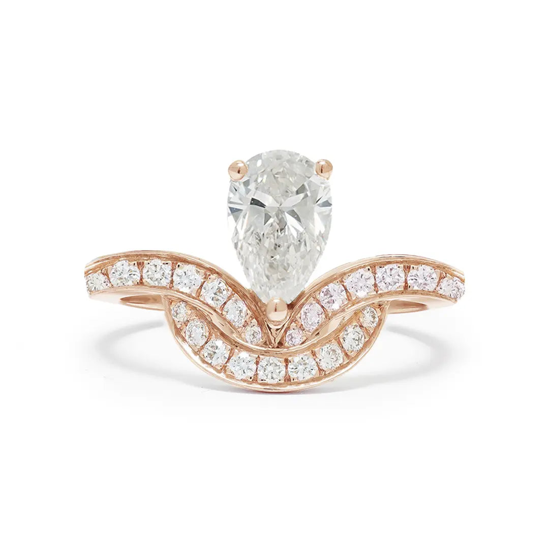 Bague Emblème 1ct Poire pavée - Or rose 18k - diamant éthique - Loyale Paris