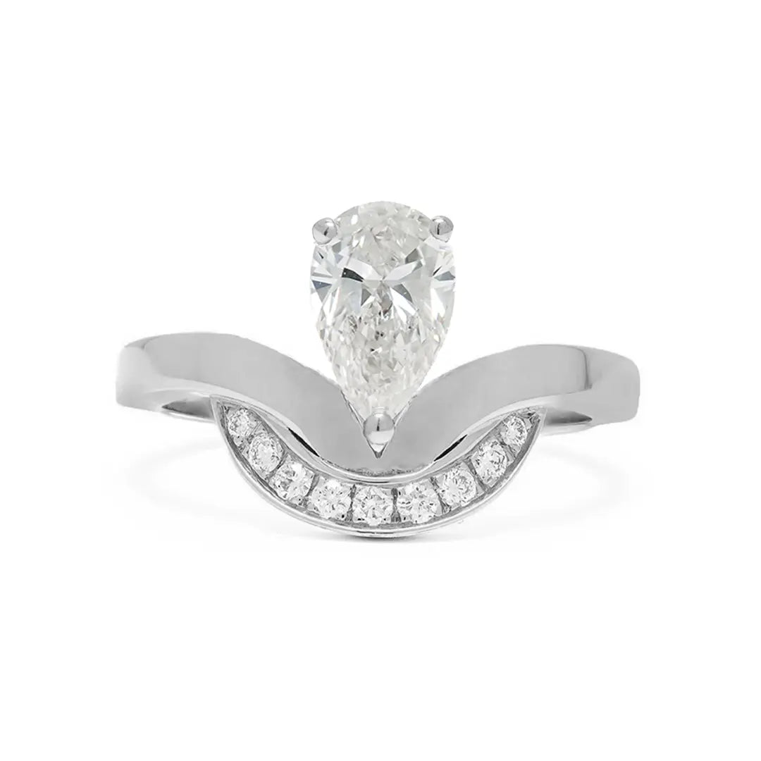 Bague Emblème 1ct Poire semi-pavée - Or blanc 18k - diamant éthique - Loyale Paris