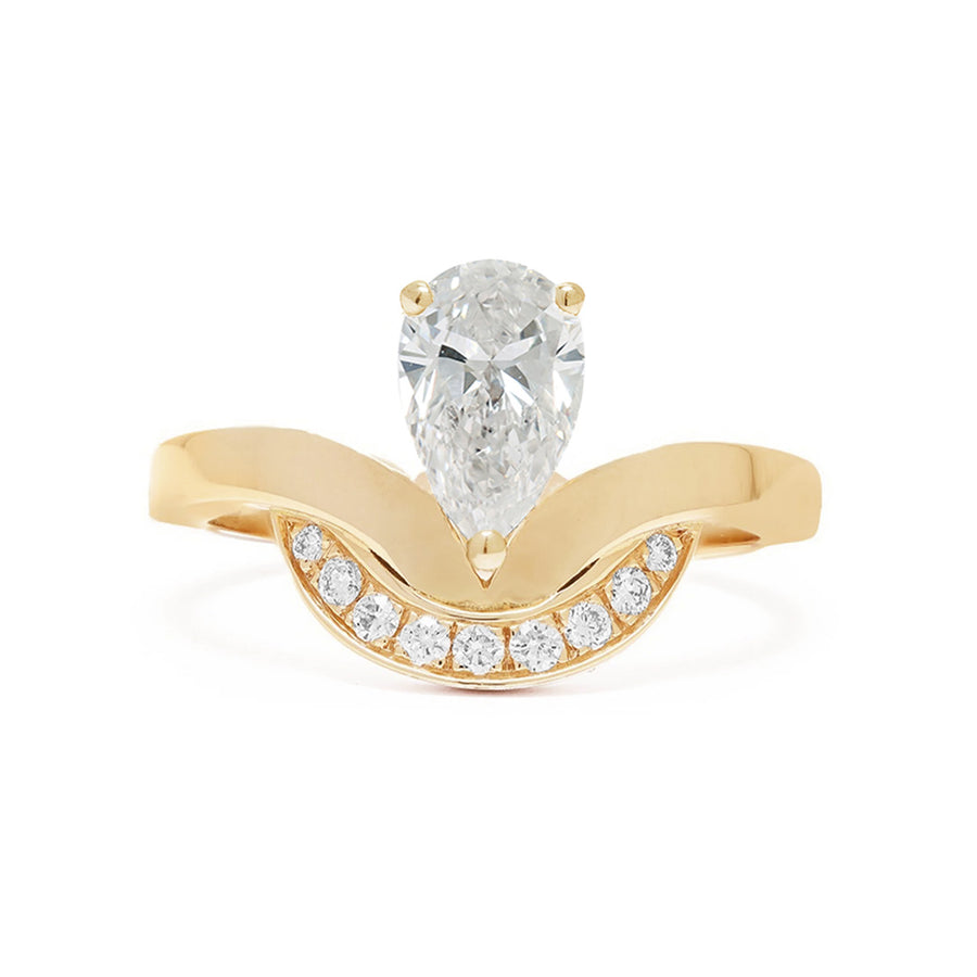 Bague Emblème 1ct Poire semi-pavée - Or jaune 18k - diamant éthique - Loyale Paris