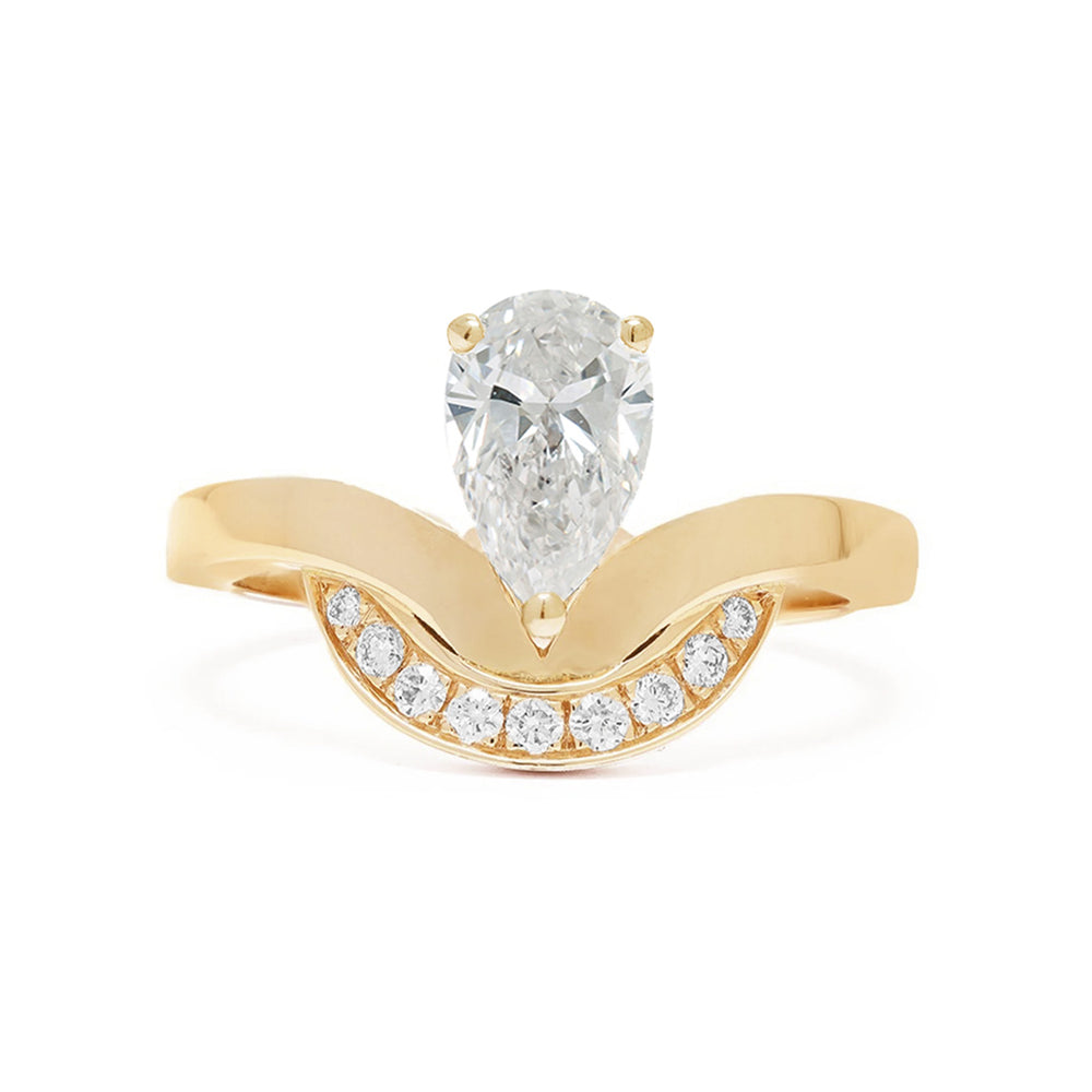 Bague Emblème 1ct Poire semi-pavée - Or jaune 18k - diamant éthique - Loyale Paris