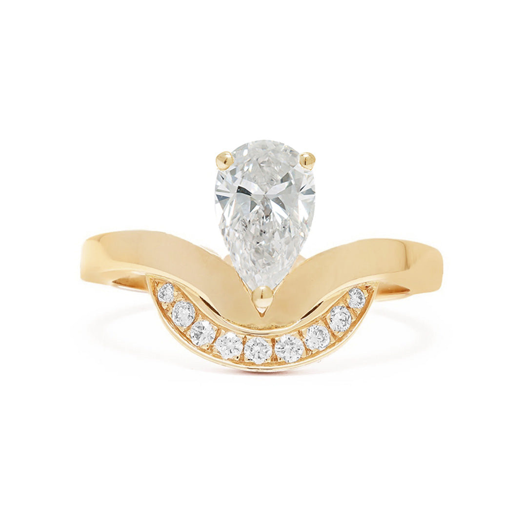 Bague Emblème 1ct Poire semi-pavée - Or jaune 18k - diamant éthique - Loyale Paris
