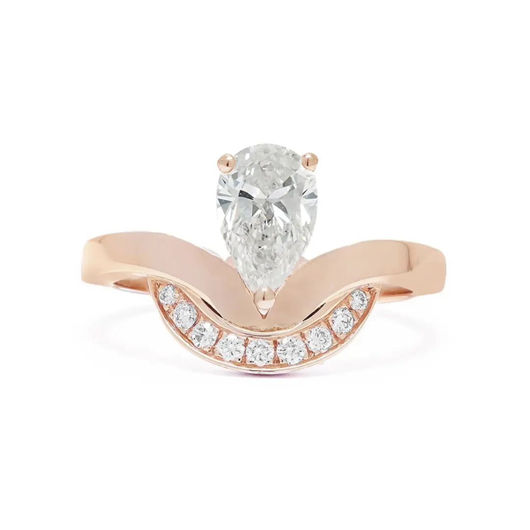Bague Emblème 1ct Poire semi-pavée - Or rose 18k - diamant éthique - Loyale Paris