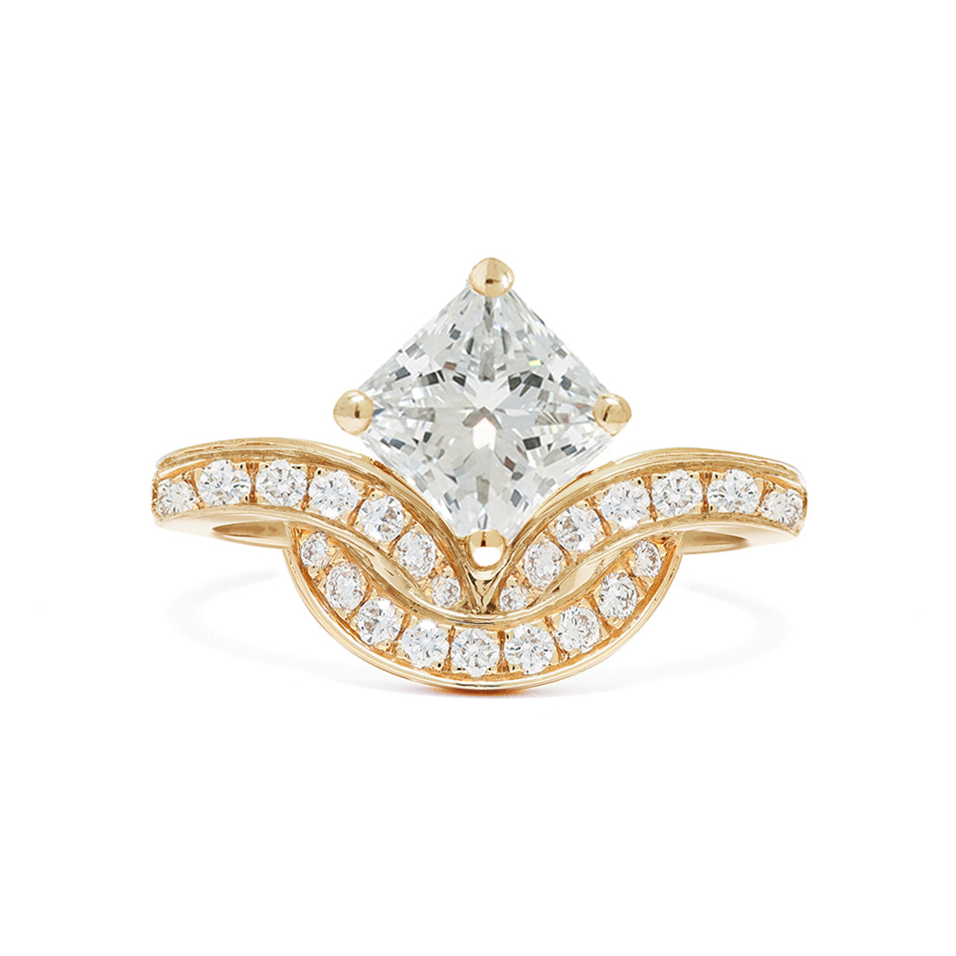 Bague Emblème 1ct Princesse pavée - Or jaune 18k - diamant éthique - Loyale Paris